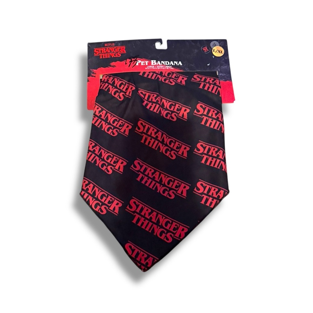 Stranger Things Pet Bandana Dog Scarf Size L/XL Black‎ Red NEW